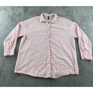 H&M Divided Womens Pink Gingham Seersucker Oversized Button Down Shirt Large L